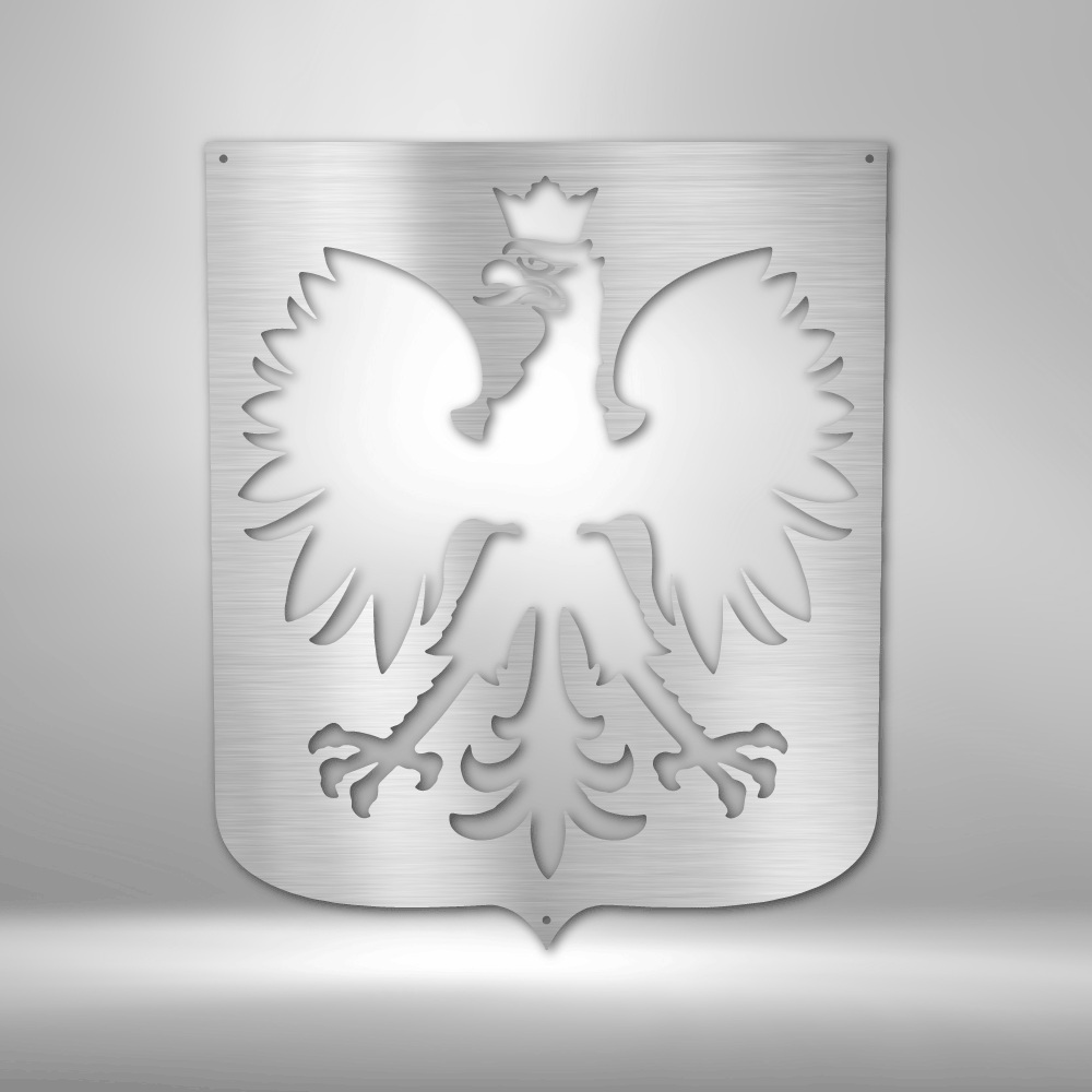 Polish Eagle Steel Sign Custom My Easy Monogram Silver 12" 