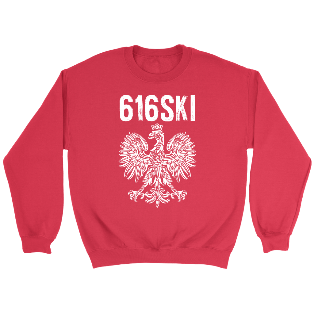 616SKI Grand Rapids Michigan Polish Pride T-shirt teelaunch Crewneck Sweatshirt Red S