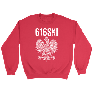 616SKI Grand Rapids Michigan Polish Pride - Crewneck Sweatshirt / Red / S - Polish Shirt Store