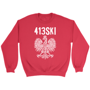 Springfield Massachusetts Area Code 413 - Crewneck Sweatshirt / Red / S - Polish Shirt Store