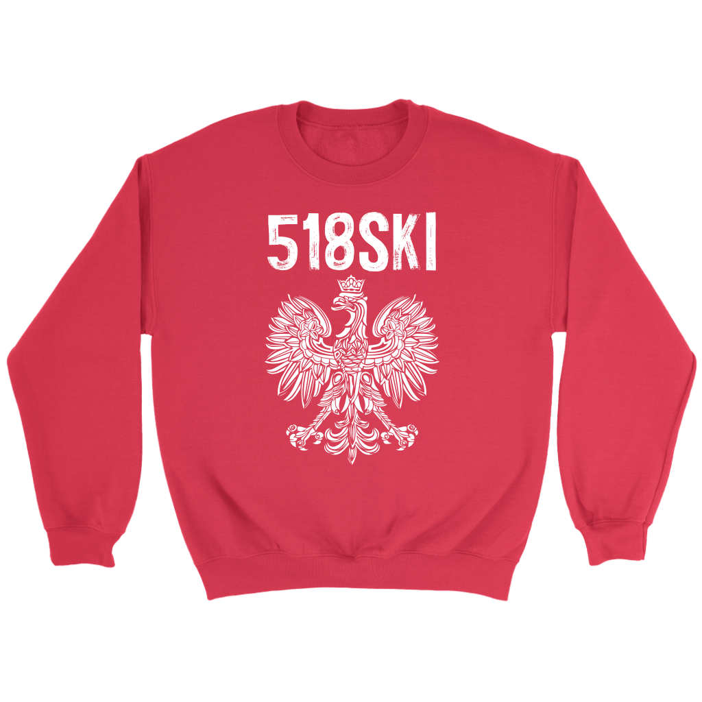 Albany New York - 518 Area Code - Polish Pride T-shirt teelaunch Crewneck Sweatshirt Red S