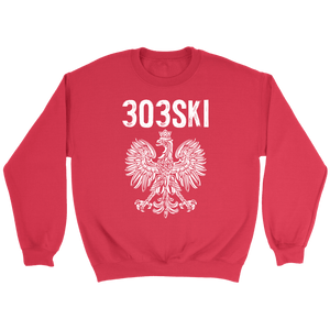 303SKI Denver Colorado Polish Pride - Crewneck Sweatshirt / Red / S - Polish Shirt Store