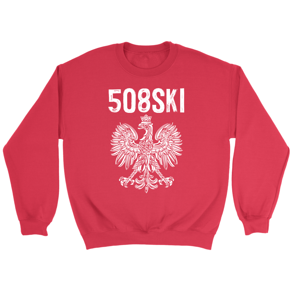 Worcester Massachusetts Area Code 508 Polish Pride T-shirt teelaunch Crewneck Sweatshirt Red S