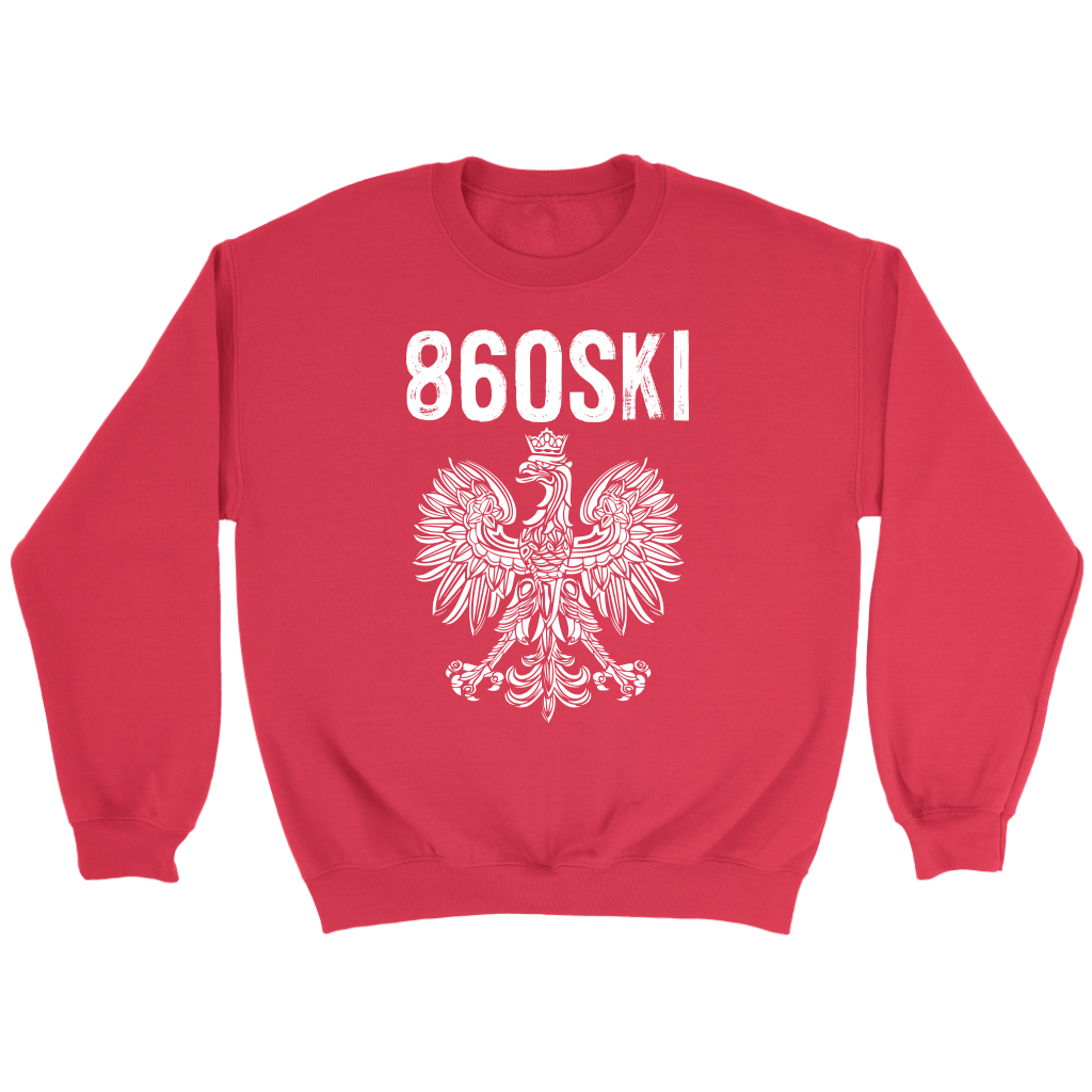 Hartford Connecticut - 860 Area Code - Polish Pride T-shirt teelaunch Crewneck Sweatshirt Red S
