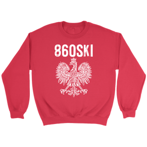 Hartford Connecticut - 860 Area Code - Polish Pride - Crewneck Sweatshirt / Red / S - Polish Shirt Store