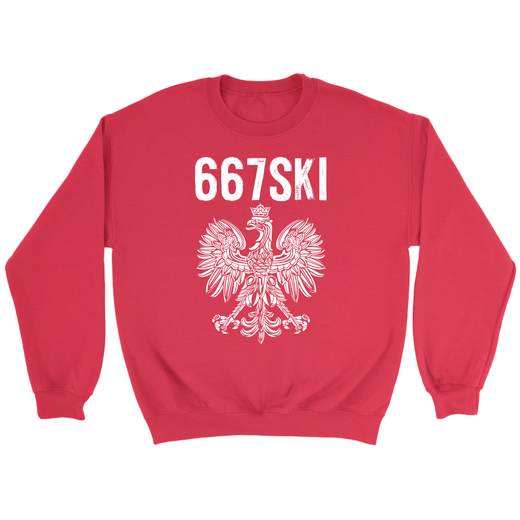 Maryland Area Code 667 Polish Pride T-shirt teelaunch Crewneck Sweatshirt Red S