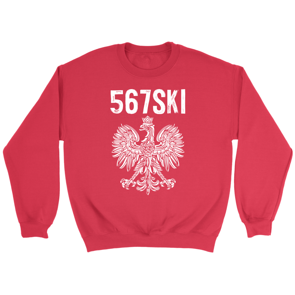 Toledo Ohio - 567 Area Code - Polish Pride T-shirt teelaunch Crewneck Sweatshirt Red S