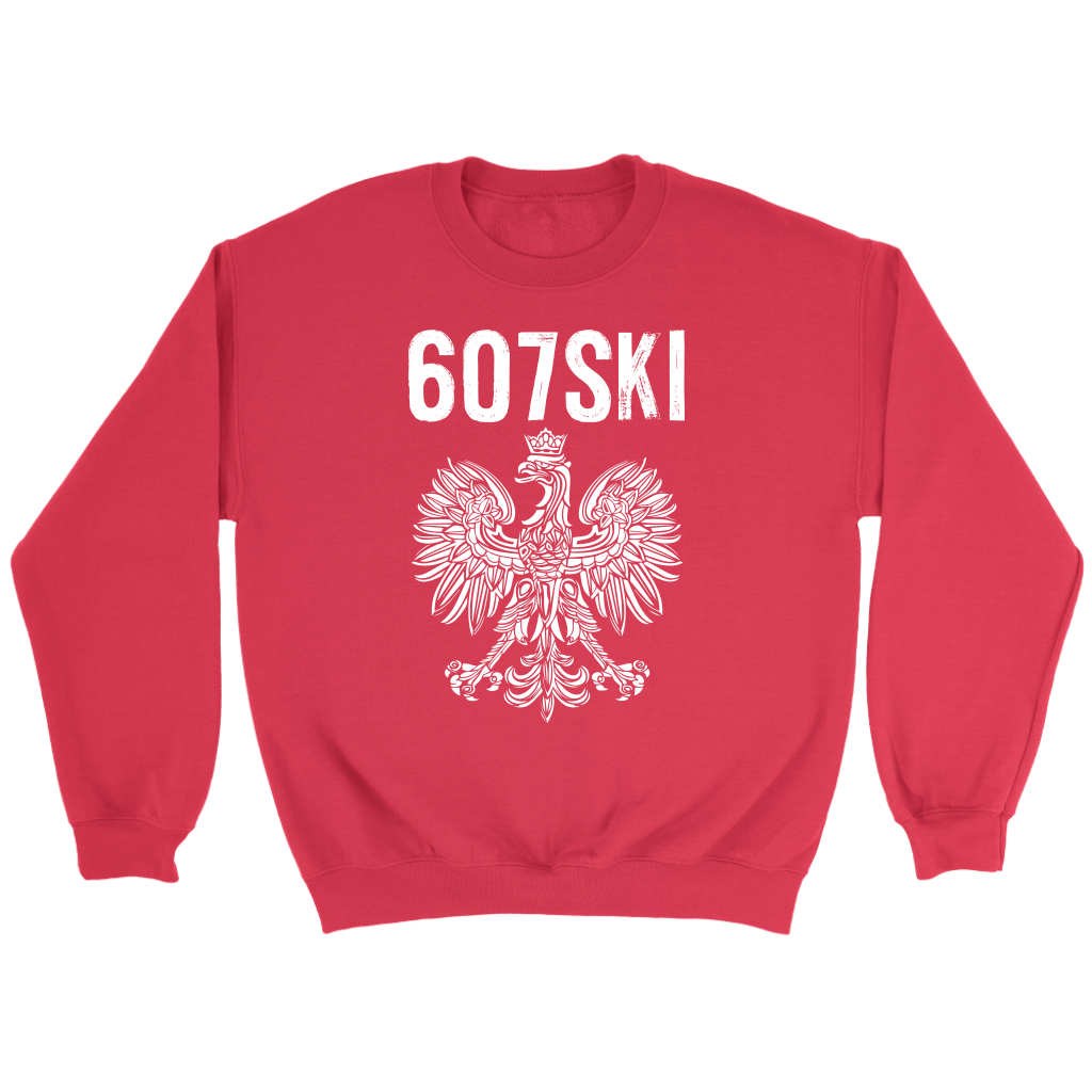 Binghamton NY - 607 Area Code - Polish Pride T-shirt teelaunch Crewneck Sweatshirt Red S