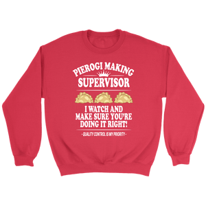 Pierogi Making Supervisor - Crewneck Sweatshirt / Red / S - Polish Shirt Store