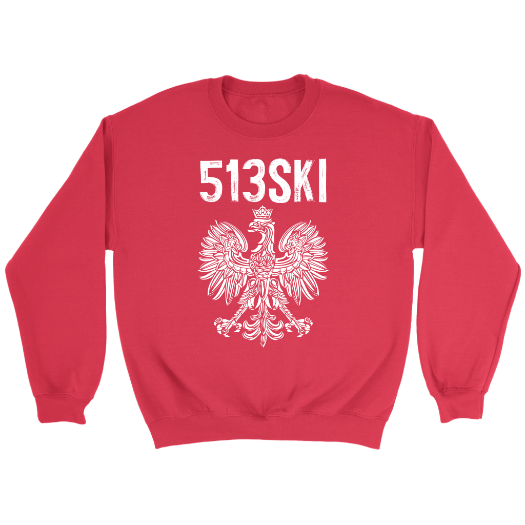 Cincinnati Ohio - 513 Area Code - Polish Pride T-shirt teelaunch Crewneck Sweatshirt Red S