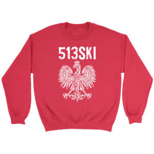 Cincinnati Ohio - 513 Area Code - Polish Pride - Crewneck Sweatshirt / Red / S - Polish Shirt Store