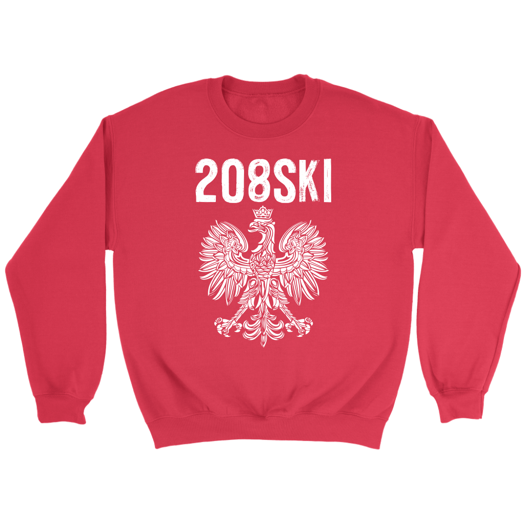 Idaho Polish American Pride - 208 Area Code T-shirt teelaunch Crewneck Sweatshirt Red S