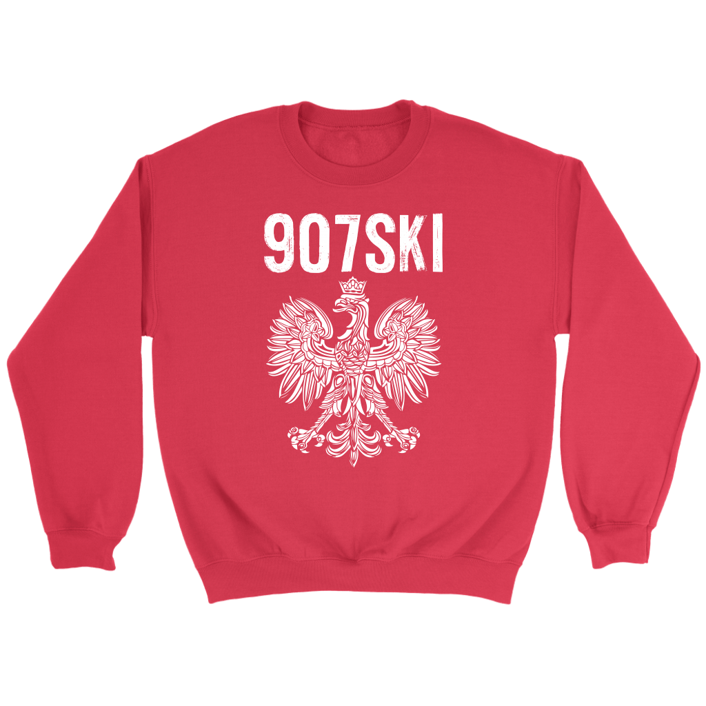 Alaska - 907 Area Code - Polish Pride T-shirt teelaunch Crewneck Sweatshirt Red S
