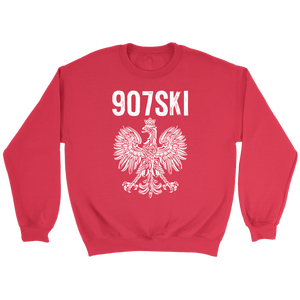 Alaska - 907 Area Code - Polish Pride - Crewneck Sweatshirt / Red / S - Polish Shirt Store