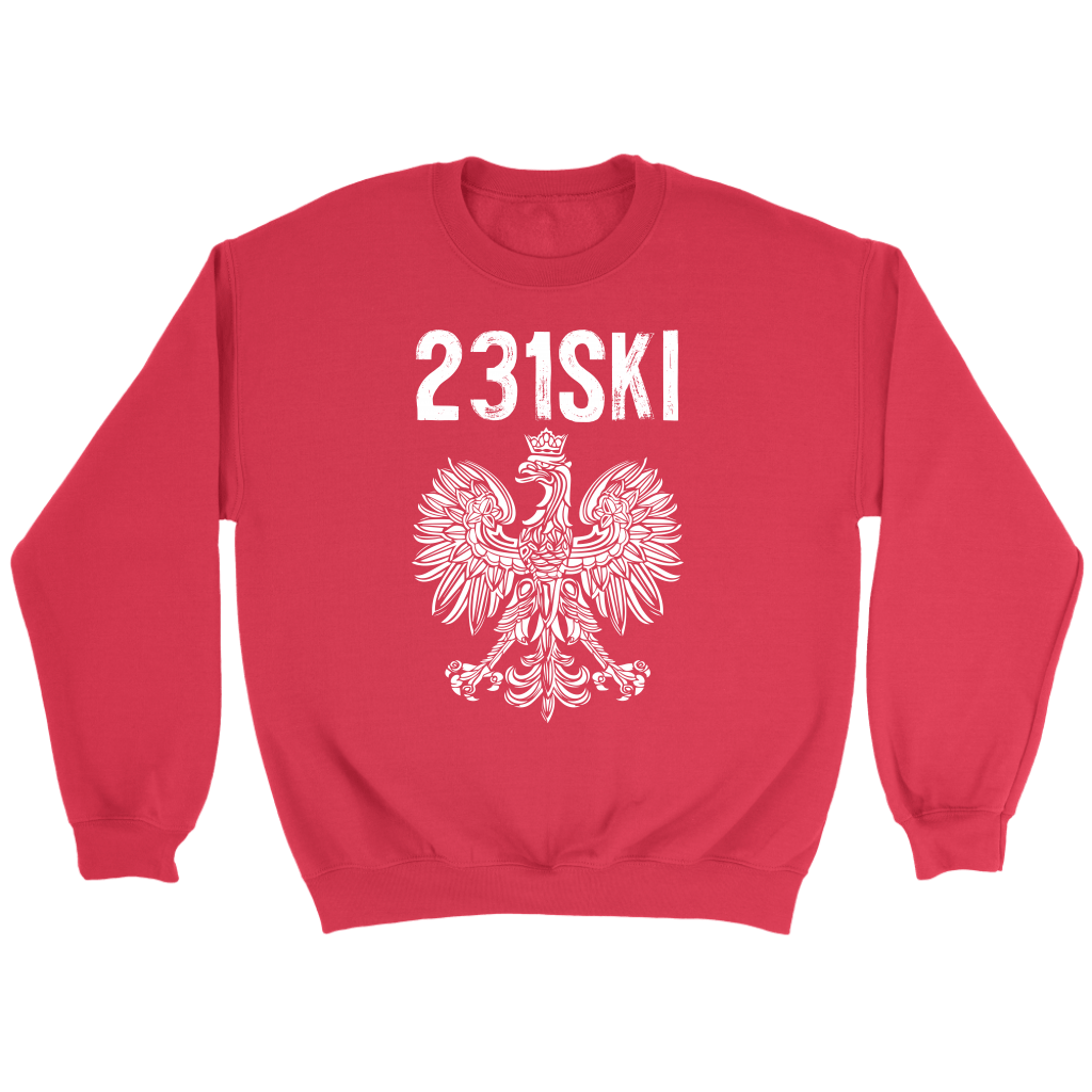 Michigan Polish Pride - 231 Area Code T-shirt teelaunch Crewneck Sweatshirt Red S