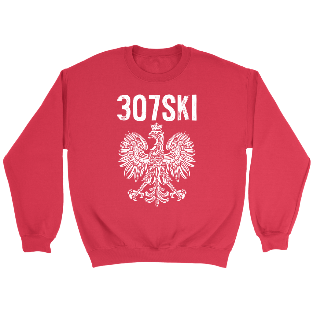 Wyoming - 307 Area Code - Polish Pride T-shirt teelaunch Crewneck Sweatshirt Red S