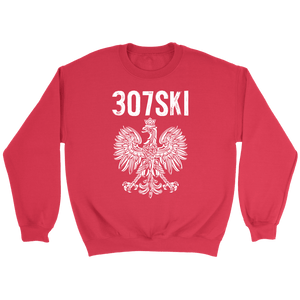 Wyoming - 307 Area Code - Polish Pride - Crewneck Sweatshirt / Red / S - Polish Shirt Store