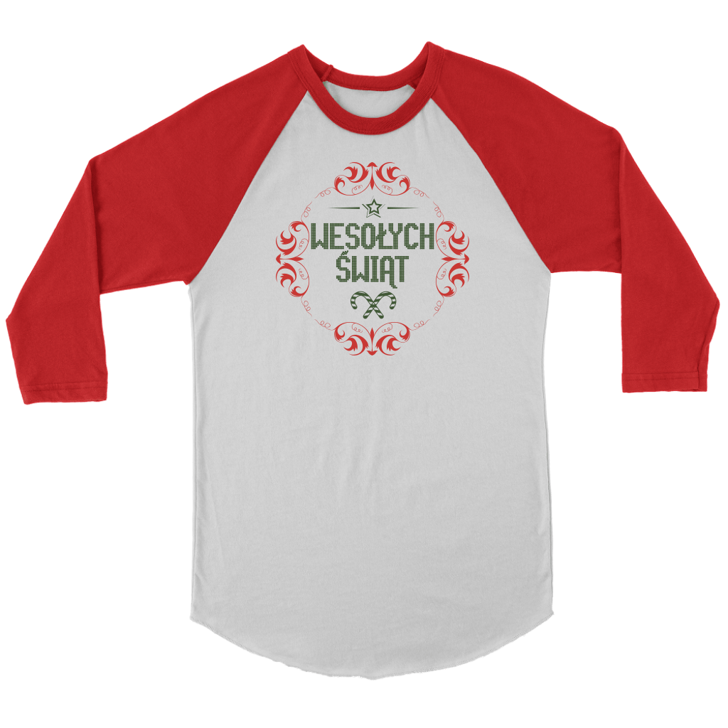 Wesolych Swiat Christmas Raglan T-shirt teelaunch Canvas Unisex 3/4 Raglan White/Red S