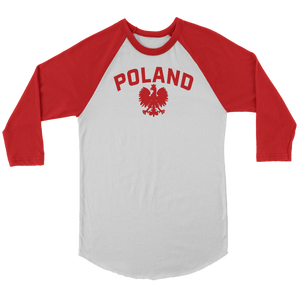 Poland Raglan Baseball Shirt - Canvas Unisex 3/4 Raglan / White/Red / S - Polish Shirt Store