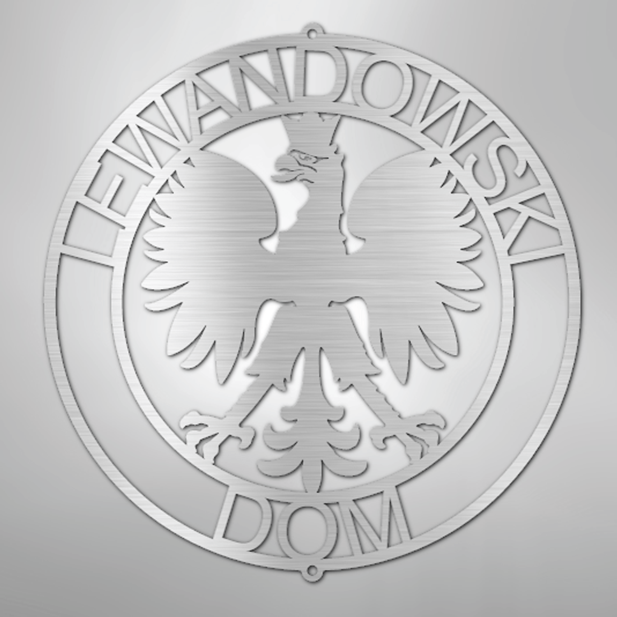 Polish Eagle Ring Monogram Steel Sign Custom My Easy Monogram Silver 12&quot; 