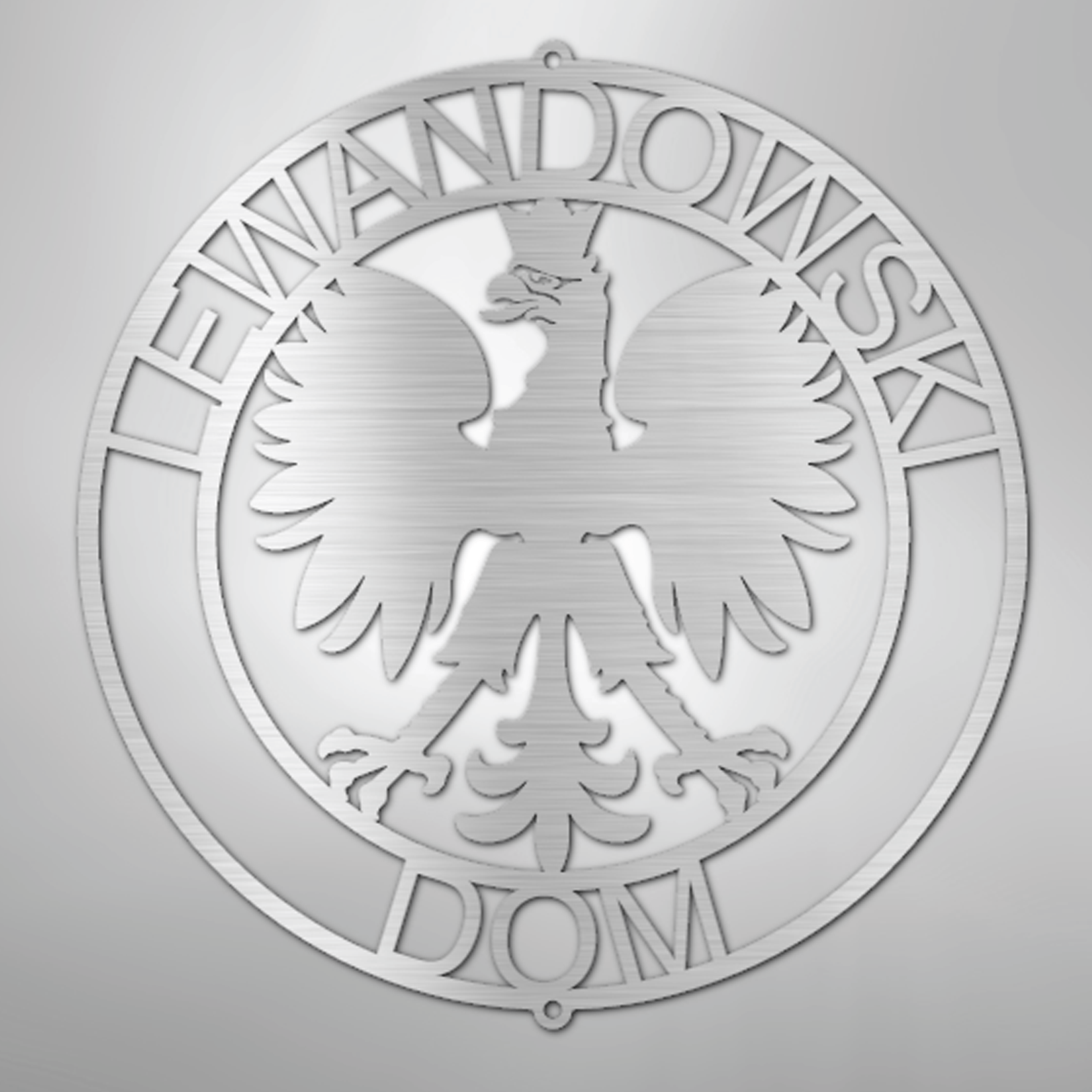 Polish Eagle Ring Monogram Steel Sign Custom My Easy Monogram Silver 12" 