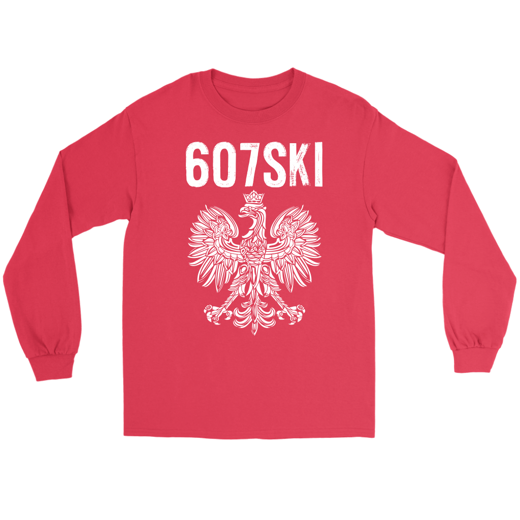 Binghamton NY - 607 Area Code - Polish Pride T-shirt teelaunch Gildan Long Sleeve Tee Red S