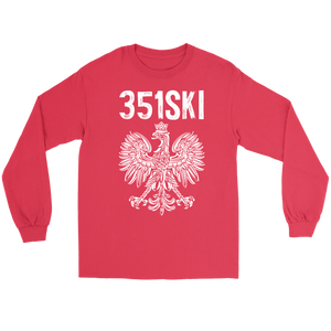 Lowell Massachusetts Area Code 351 - Gildan Long Sleeve Tee / Red / S - Polish Shirt Store