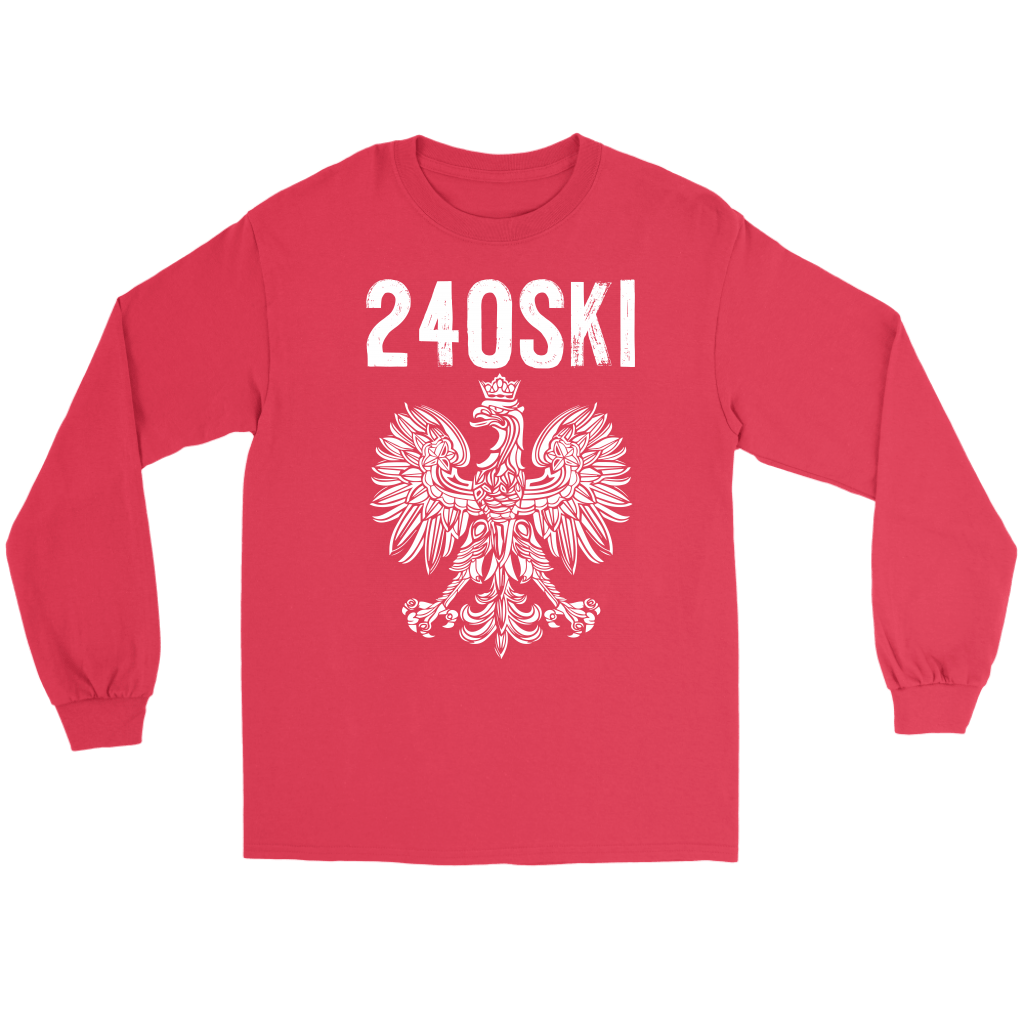 Maryland Area Code 240 Polish Pride T-shirt teelaunch Gildan Long Sleeve Tee Red S