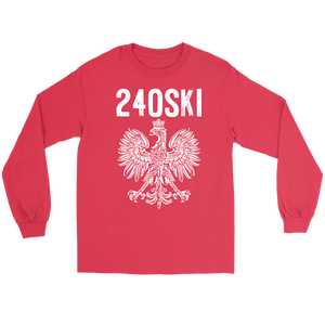 Maryland Area Code 240 Polish Pride - Gildan Long Sleeve Tee / Red / S - Polish Shirt Store