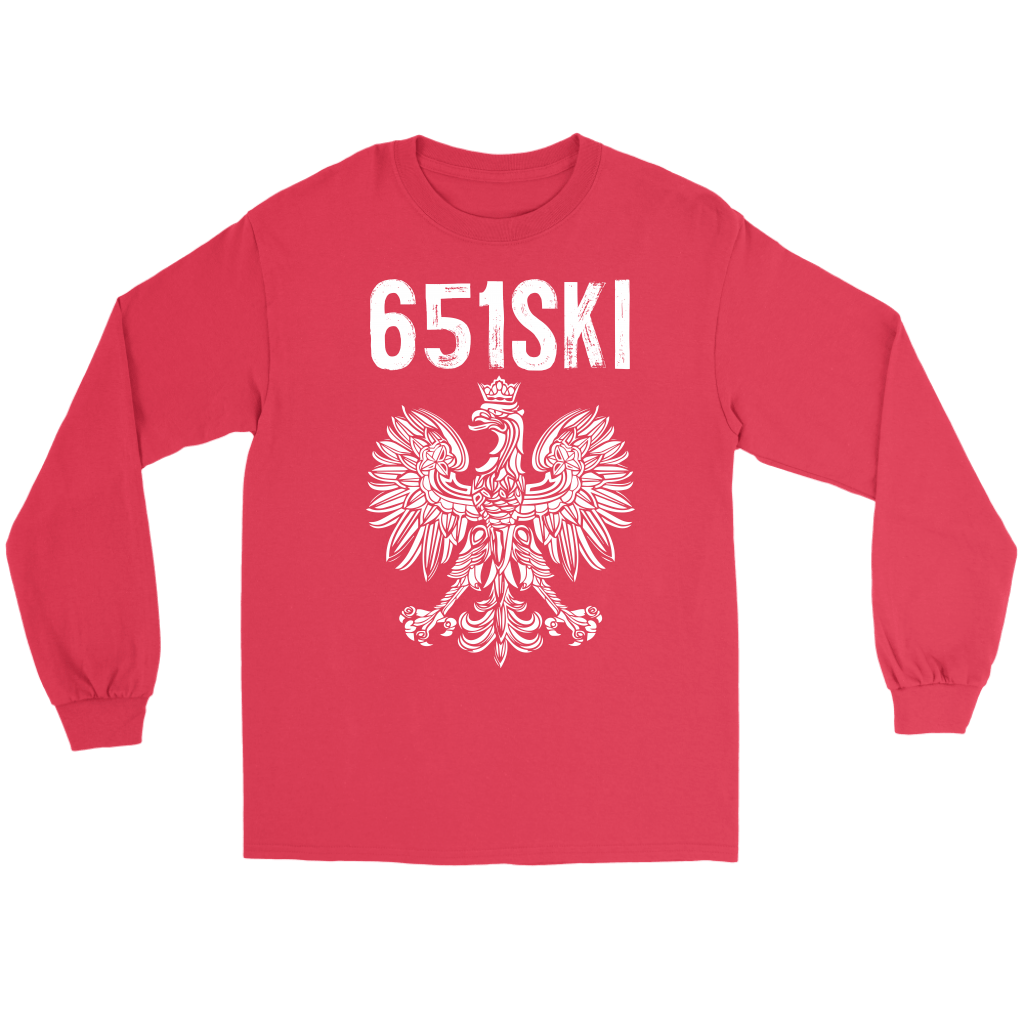 651SKI Minnesota Polish Pride T-shirt teelaunch Gildan Long Sleeve Tee Red S