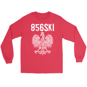 856SKI New Jersey Polish Pride - Area Code 856 - Gildan Long Sleeve Tee / Red / S - Polish Shirt Store