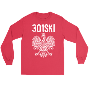 Maryland Area Code 301 Polish Pride - Gildan Long Sleeve Tee / Red / S - Polish Shirt Store