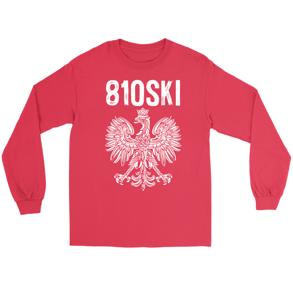 810SKI Michigan Polish Pride T-shirt teelaunch Gildan Long Sleeve Tee Red S