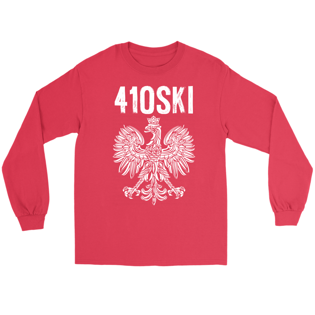 Maryland Area Code 410 Polish Pride T-shirt teelaunch Gildan Long Sleeve Tee Red S
