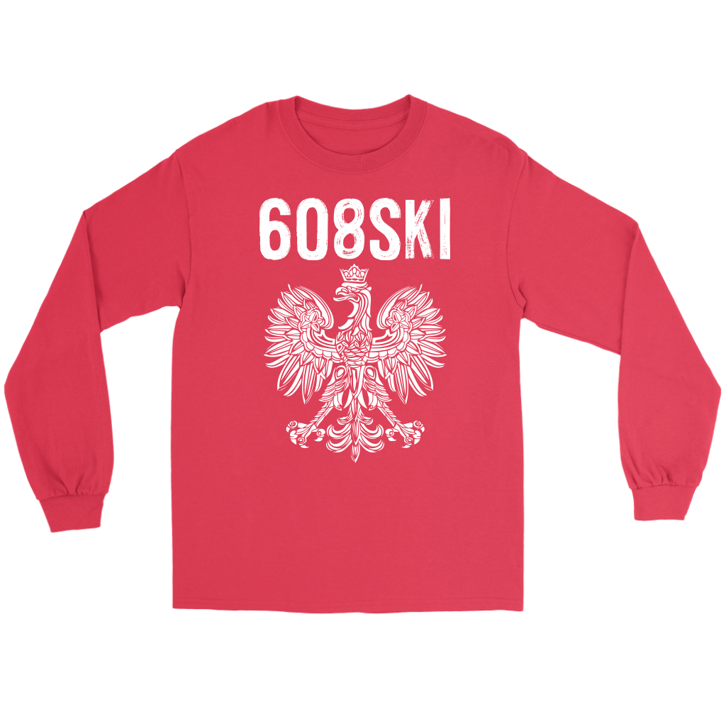 608SKI Wisconsin Polish Pride T-shirt teelaunch Gildan Long Sleeve Tee Red S