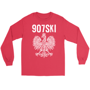 Alaska - 907 Area Code - Polish Pride - Gildan Long Sleeve Tee / Red / S - Polish Shirt Store