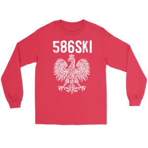 586SKI Warren Michigan Polish Pride - Gildan Long Sleeve Tee / Red / S - Polish Shirt Store