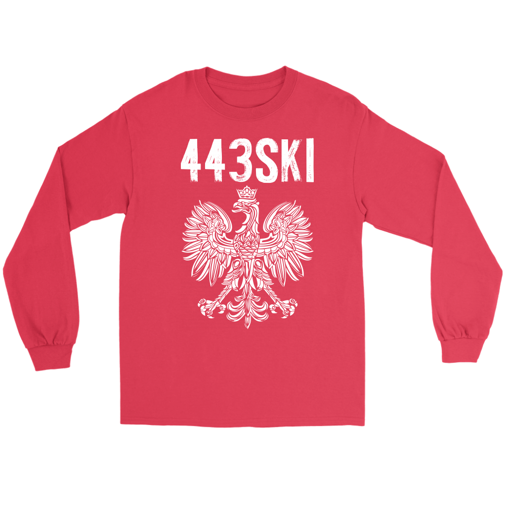 Maryland Area Code 443 Polish Pride T-shirt teelaunch Gildan Long Sleeve Tee Red S