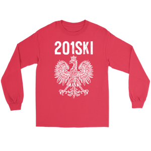 New Jersey Area Code 201 - Gildan Long Sleeve Tee / Red / S - Polish Shirt Store