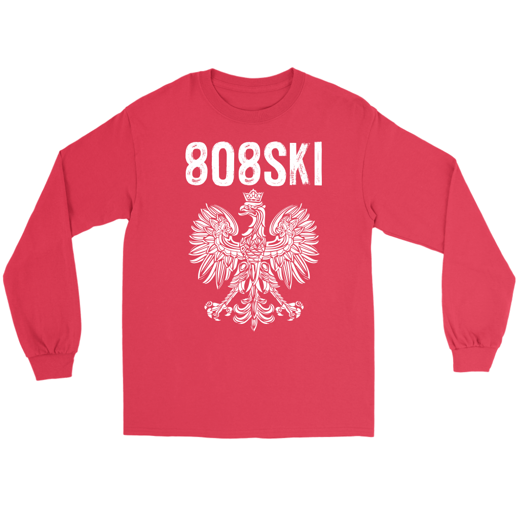 808SKI Hawaii Polish Pride T-shirt teelaunch Gildan Long Sleeve Tee Red S