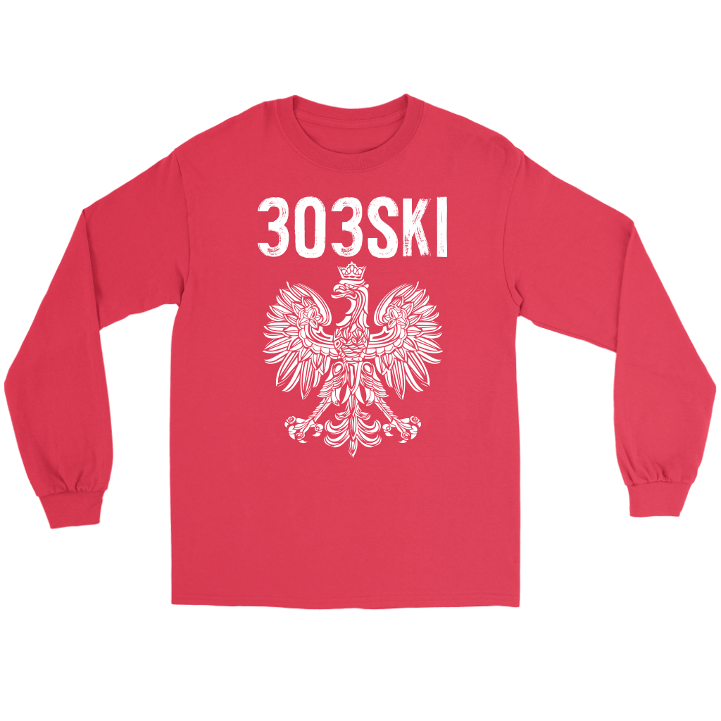 303SKI Denver Colorado Polish Pride T-shirt teelaunch Gildan Long Sleeve Tee Red S