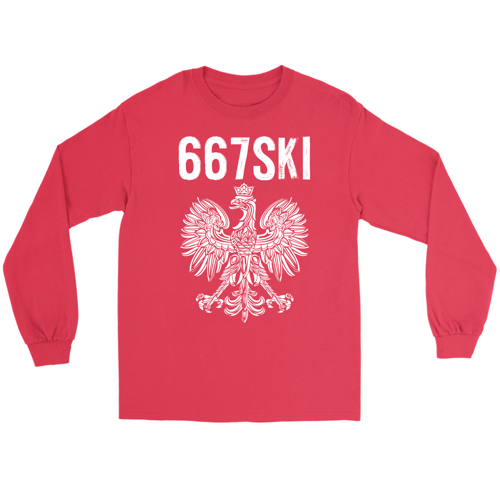 Maryland Area Code 667 Polish Pride T-shirt teelaunch Gildan Long Sleeve Tee Red S