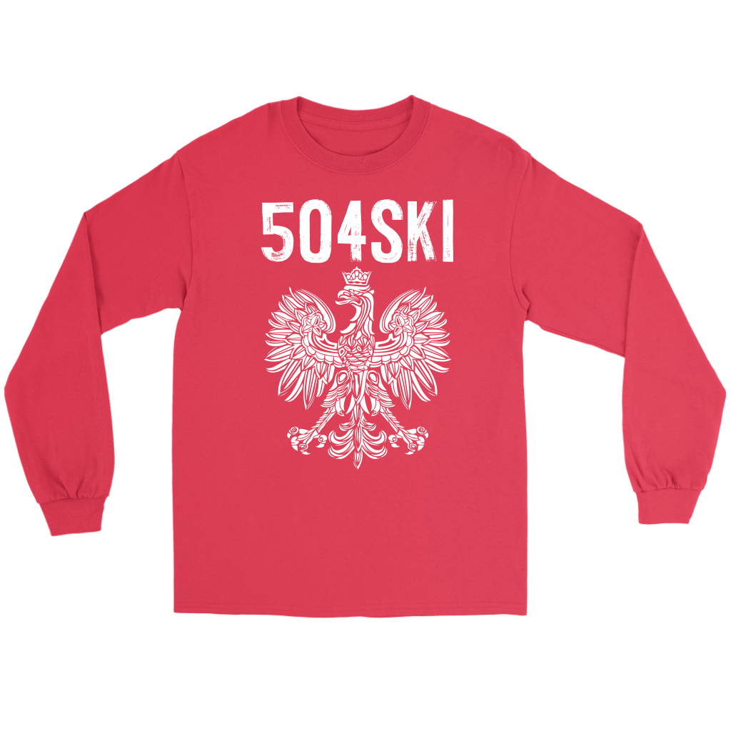 504SKI Louisiana Polish Pride T-shirt teelaunch Gildan Long Sleeve Tee Red S