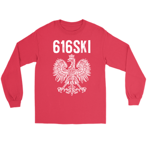 616SKI Grand Rapids Michigan Polish Pride - Gildan Long Sleeve Tee / Red / S - Polish Shirt Store