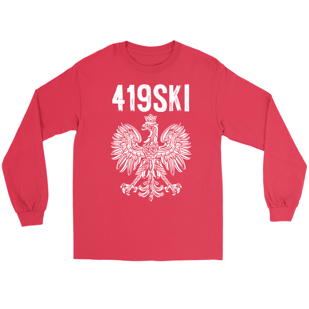 Toledo Ohio - 419 Area Code - Polish Pride T-shirt teelaunch Gildan Long Sleeve Tee Red S