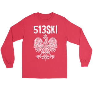 Cincinnati Ohio - 513 Area Code - Polish Pride - Gildan Long Sleeve Tee / Red / S - Polish Shirt Store