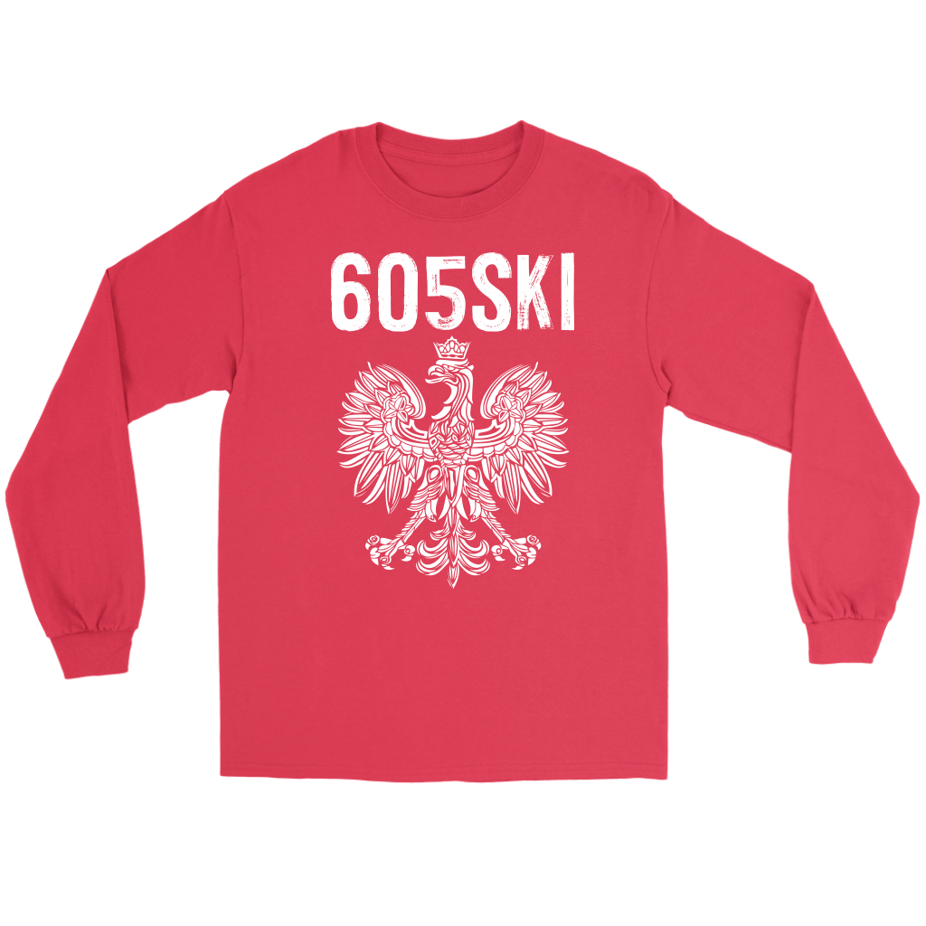 605SKI South Dakota Polish Pride T-shirt teelaunch Gildan Long Sleeve Tee Red S