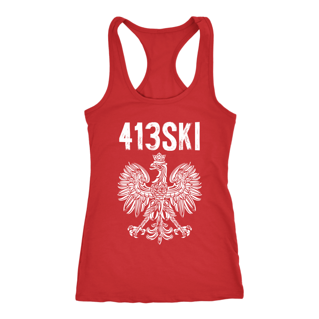 413SKI Massachusetts Polish Pride Alt Colors T-shirt teelaunch Next Level Racerback Tank Red XS