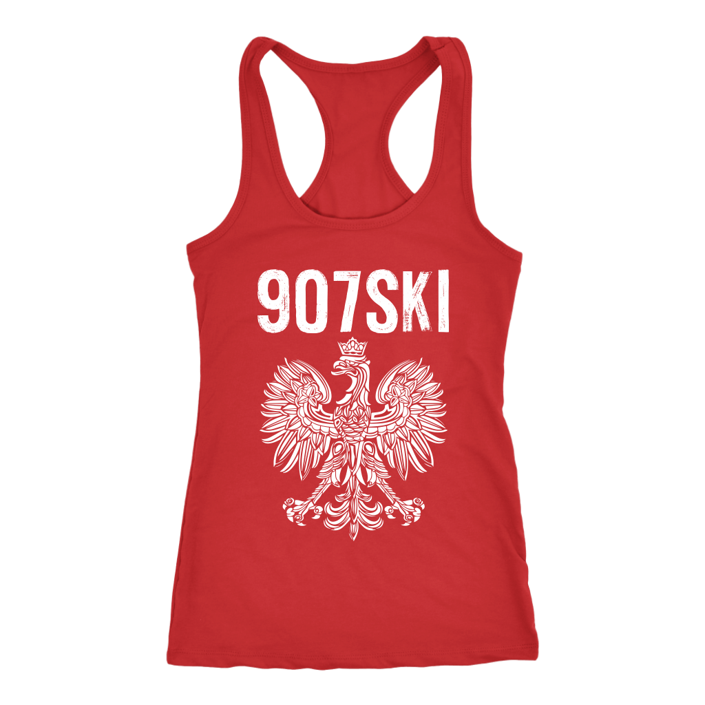 Alaska - 907 Area Code - Polish Pride T-shirt teelaunch Next Level Racerback Tank Red XS