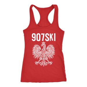 Alaska - 907 Area Code - Polish Pride - Next Level Racerback Tank / Red / XS - Polish Shirt Store